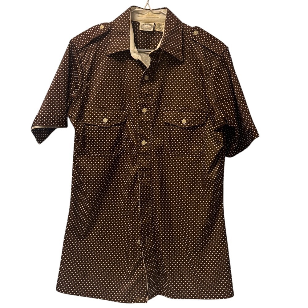 David Langman Beverly Hills vintage 70s‎ brown polo shirt